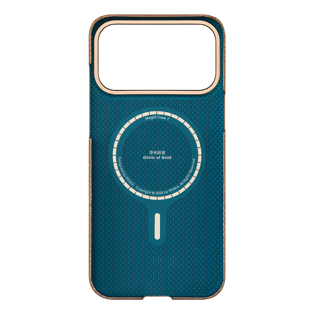 iPhone 17 Pro Max Kılıf M-safe Şarj Özellikli Aramid Fiber Pitaka Glints of Gold Ultra Slim Serisi Kapak