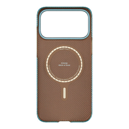 iPhone 17 Pro Max Kılıf M-safe Şarj Özellikli Aramid Fiber Pitaka Glints of Gold Ultra Slim Serisi Kapak