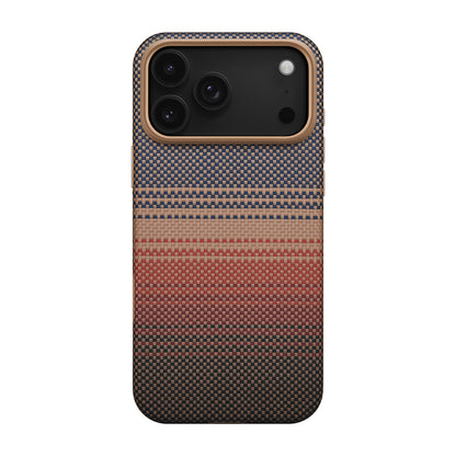 iPhone 17 Pro Max Kılıf M-safe Şarj Özellikli Aramid Fiber Pitaka Military-Grade Sunset-Moonrise Serisi Kapak