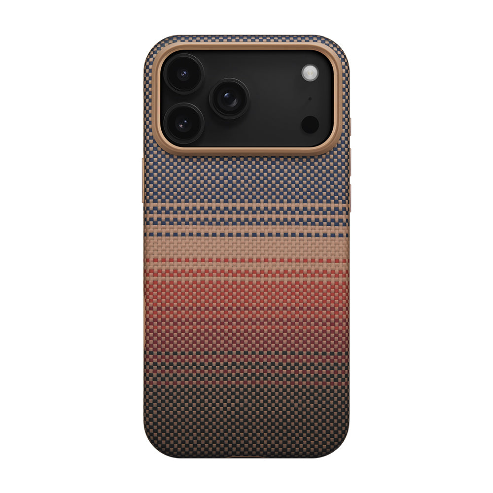 iPhone 17 Pro Max Kılıf M-safe Şarj Özellikli Aramid Fiber Pitaka Military-Grade Sunset-Moonrise Serisi Kapak