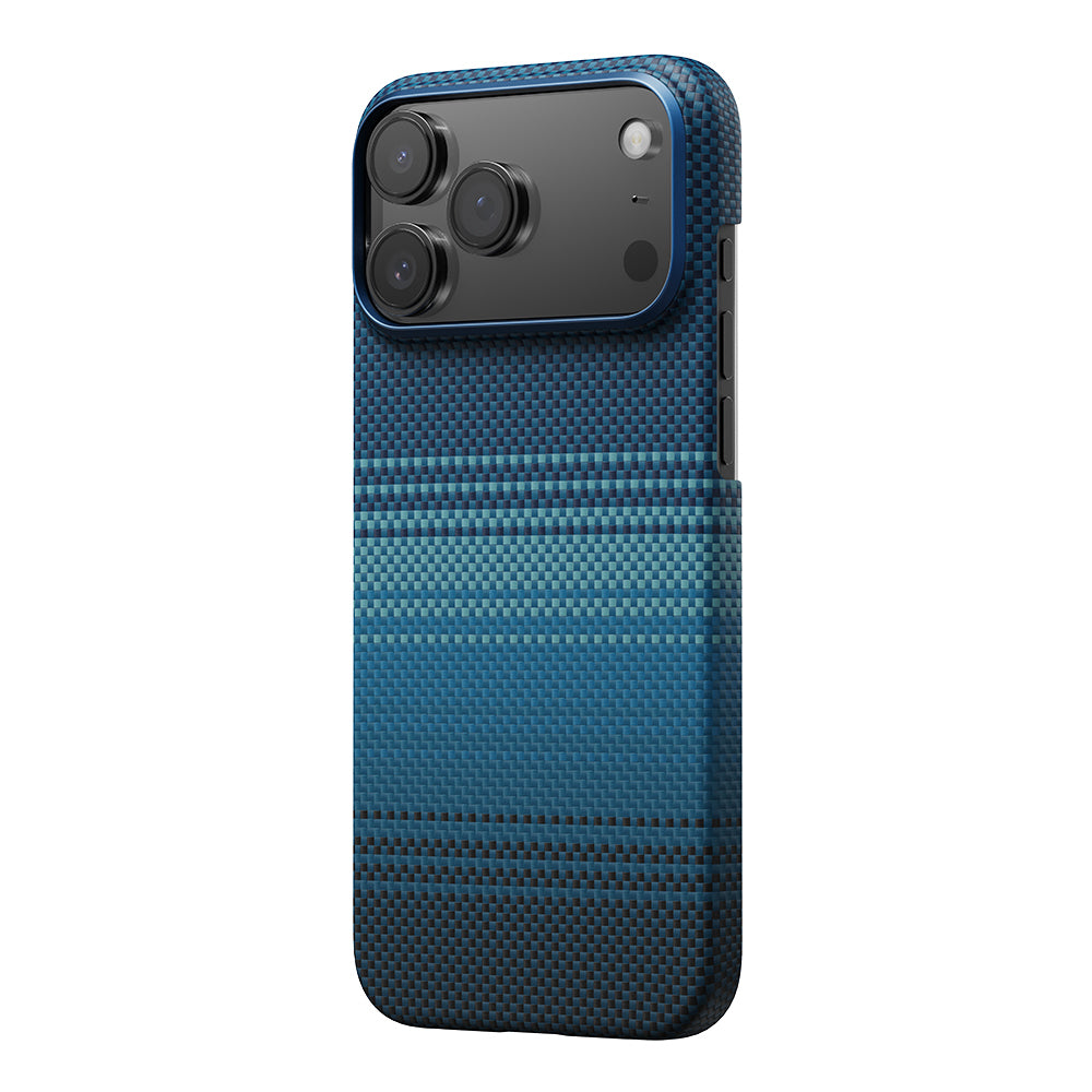 iPhone 17 Pro Max Kılıf M-safe Şarj Özellikli Aramid Fiber Pitaka Tactile Woven Sunset-Moonrise Serisi Kapak