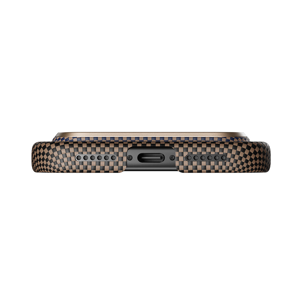 iPhone 17 Pro Max Kılıf M-safe Şarj Özellikli Aramid Fiber Pitaka Tactile Woven Sunset-Moonrise Serisi Kapak