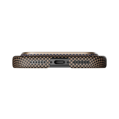 iPhone 17 Pro Max Kılıf M-safe Şarj Özellikli Aramid Fiber Pitaka Tactile Woven Sunset-Moonrise Serisi Kapak