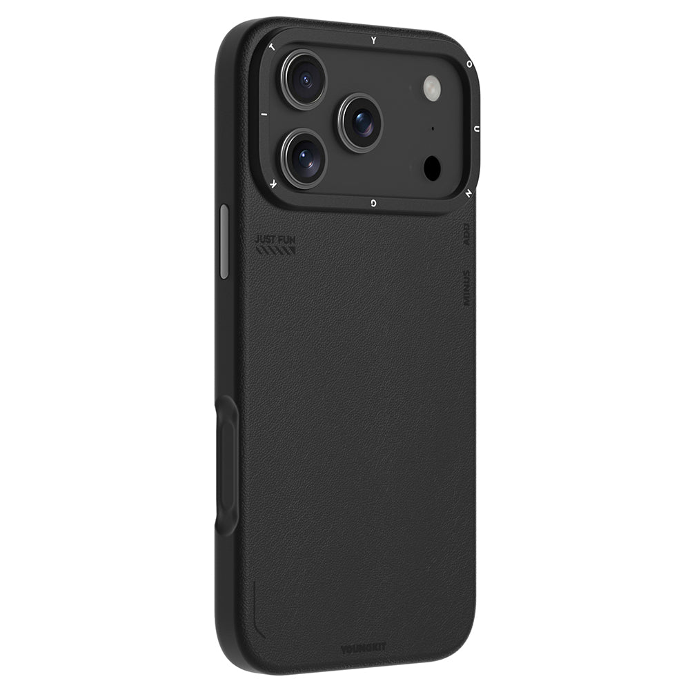 iPhone 17 Pro Max Kılıf M-safe Şarj Özellikli Basit Mat Deri Desenli Youngkit Tech Fashion Serisi Kapak