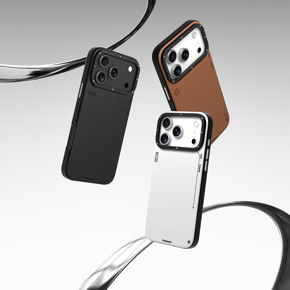 iPhone 17 Pro Max Kılıf M-safe Şarj Özellikli Basit Mat Deri Desenli Youngkit Tech Fashion Serisi Kapak