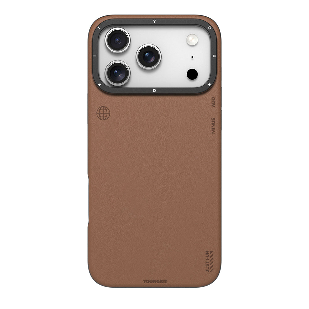 iPhone 17 Pro Max Kılıf M-safe Şarj Özellikli Basit Mat Deri Desenli Youngkit Tech Fashion Serisi Kapak