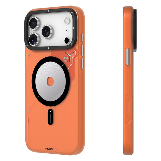 iPhone 17 Pro Max Kılıf M-safe Şarj Özellikli Disk Desenli Youngkit Disc Battle Kapak