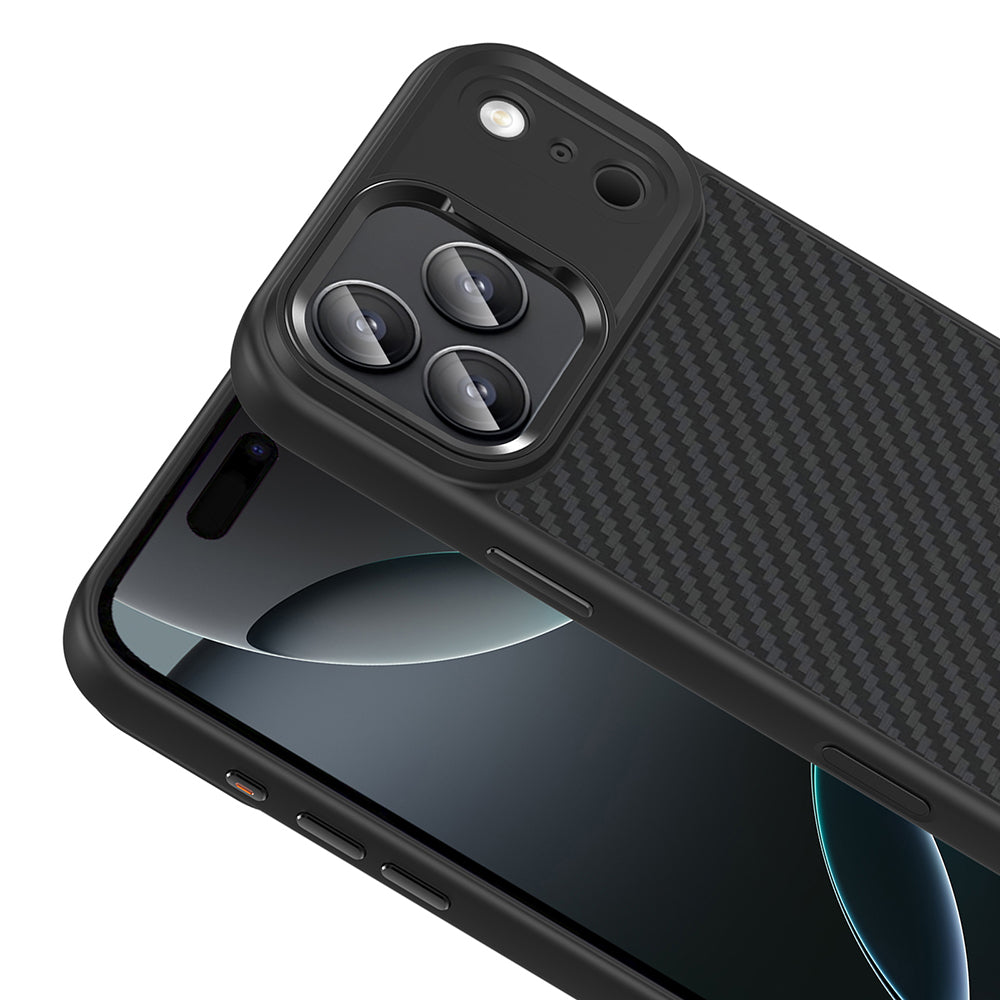 Apple iPhone 17 Pro Max Kılıf M-Safe Şarj Özellikli Karbon Fiber Görünümlü Zore Truva Silikon Kapak