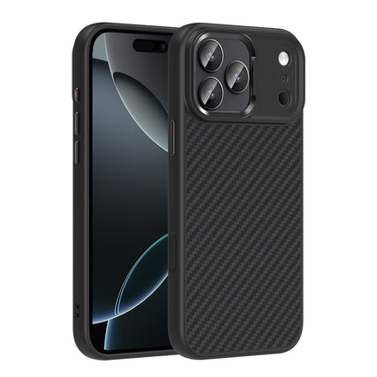 Apple iPhone 17 Pro Max Kılıf M-Safe Şarj Özellikli Karbon Fiber Görünümlü Zore Truva Silikon Kapak