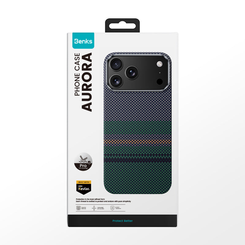 iPhone 17 Pro Max Kılıf M-safe Şarj Özellikli Karbon Fiber Tasarımlı Benks Aurora ArmorPro Kevlar Kapak