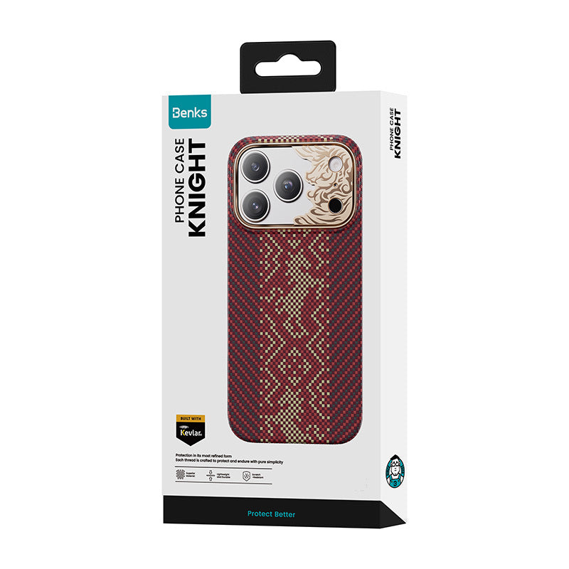 Apple iPhone 17 Pro Max Kılıf M-safe Şarj Özellikli Karbon Fiber Tasarımlı Benks Knight ArmorAir Kevlar Kapak