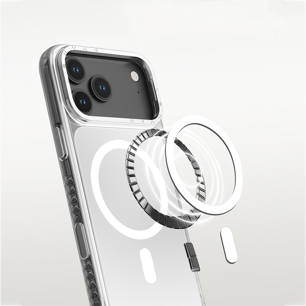 Apple iPhone 17 Pro Max Kılıf M-safe Şarj Özellikli Metal Kamera Çerçeveli Airbag Tasarımlı Lenyes CK221 Sert PC Kapak