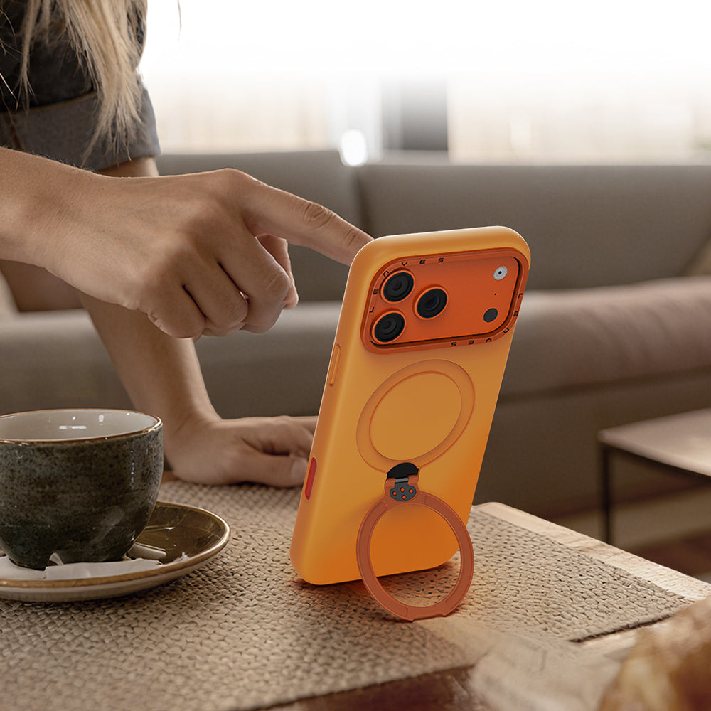 Apple iPhone 17 Pro Max Kılıf M-safe Şarj Özellikli Metal Standlı Sıvı Silikon Lenyes CK223 Kapak