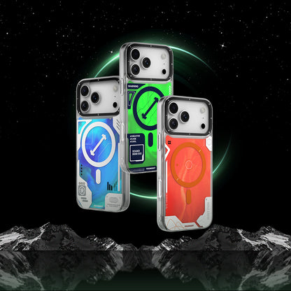 iPhone 17 Pro Max Kılıf M-safe Şarj Özellikli Parlak Kumlu Sıvılı Tasarımlı Galaxy Fantasy Serisi Kapak