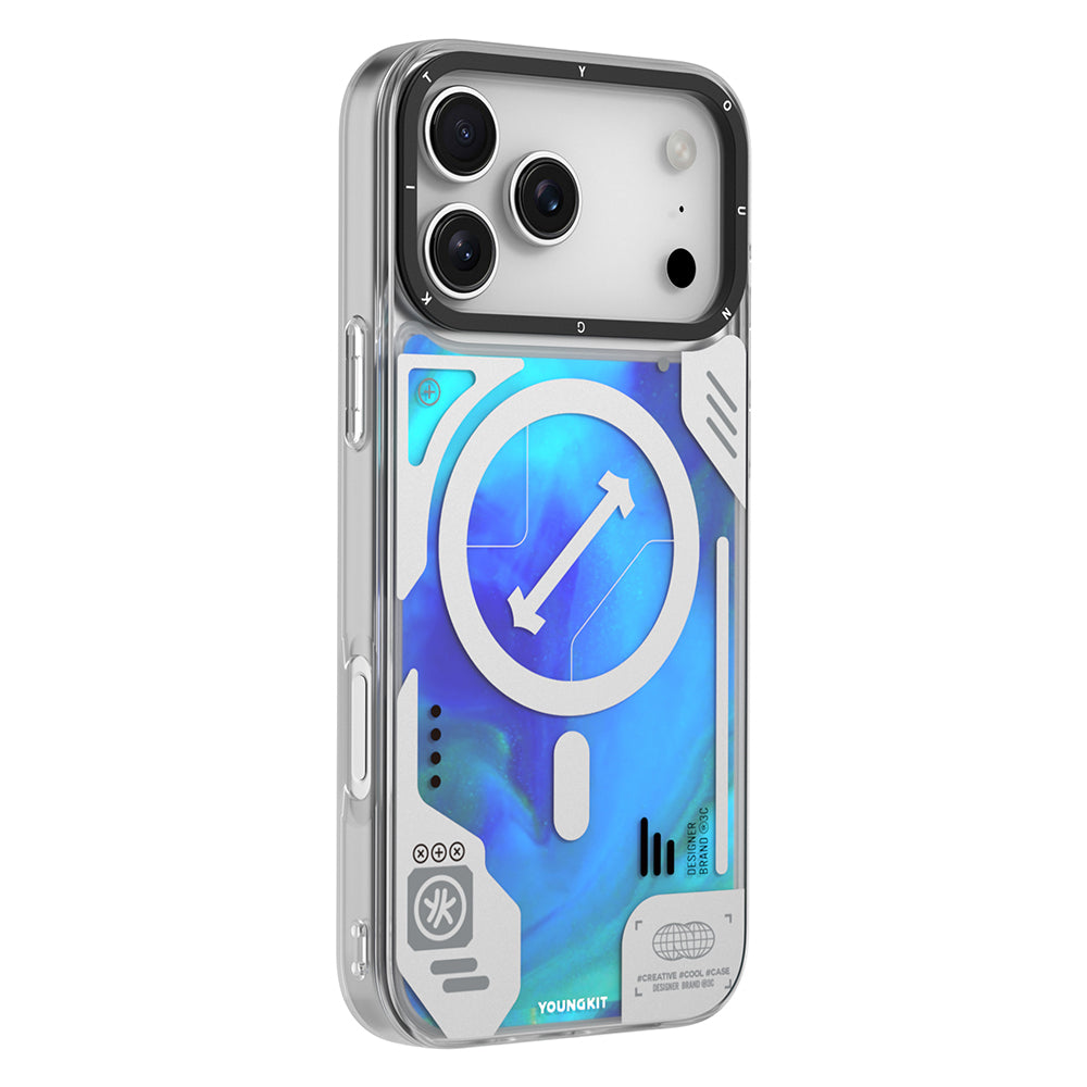 iPhone 17 Pro Max Kılıf M-safe Şarj Özellikli Parlak Kumlu Sıvılı Tasarımlı Galaxy Fantasy Serisi Kapak