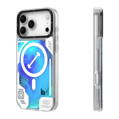 iPhone 17 Pro Max Kılıf M-safe Şarj Özellikli Parlak Kumlu Sıvılı Tasarımlı Galaxy Fantasy Serisi Kapak