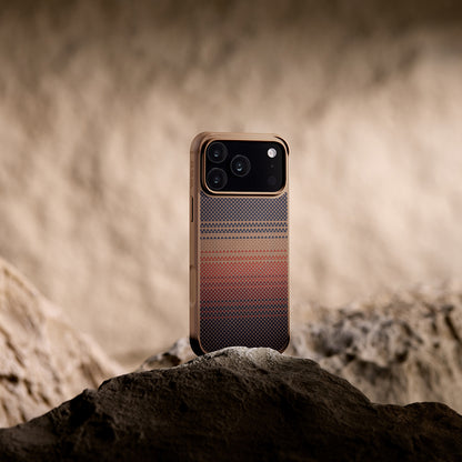 iPhone 17 Pro Max Kılıf M-safe Şarj Özellikli Pitaka Tactile Woven Sunset-Moonrise Aramid Pro Guard Serisi Kapak