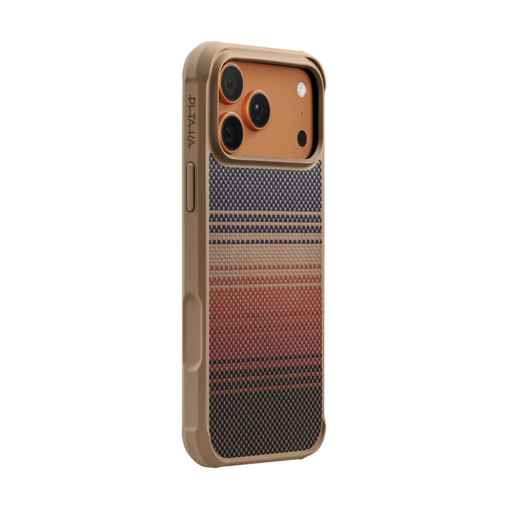 iPhone 17 Pro Max Kılıf M-safe Şarj Özellikli Pitaka Tactile Woven Sunset-Moonrise Aramid Pro Guard Serisi Kapak