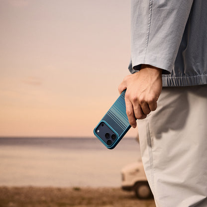 iPhone 17 Pro Max Kılıf M-safe Şarj Özellikli Pitaka Tactile Woven Sunset-Moonrise Aramid Pro Guard Serisi Kapak