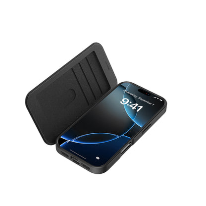 iPhone 17 Pro Max Kılıf M-Safe Şarj Özellikli Raptic Air Folio Şeffaf Kartlıklı Kapaklı Kılıf