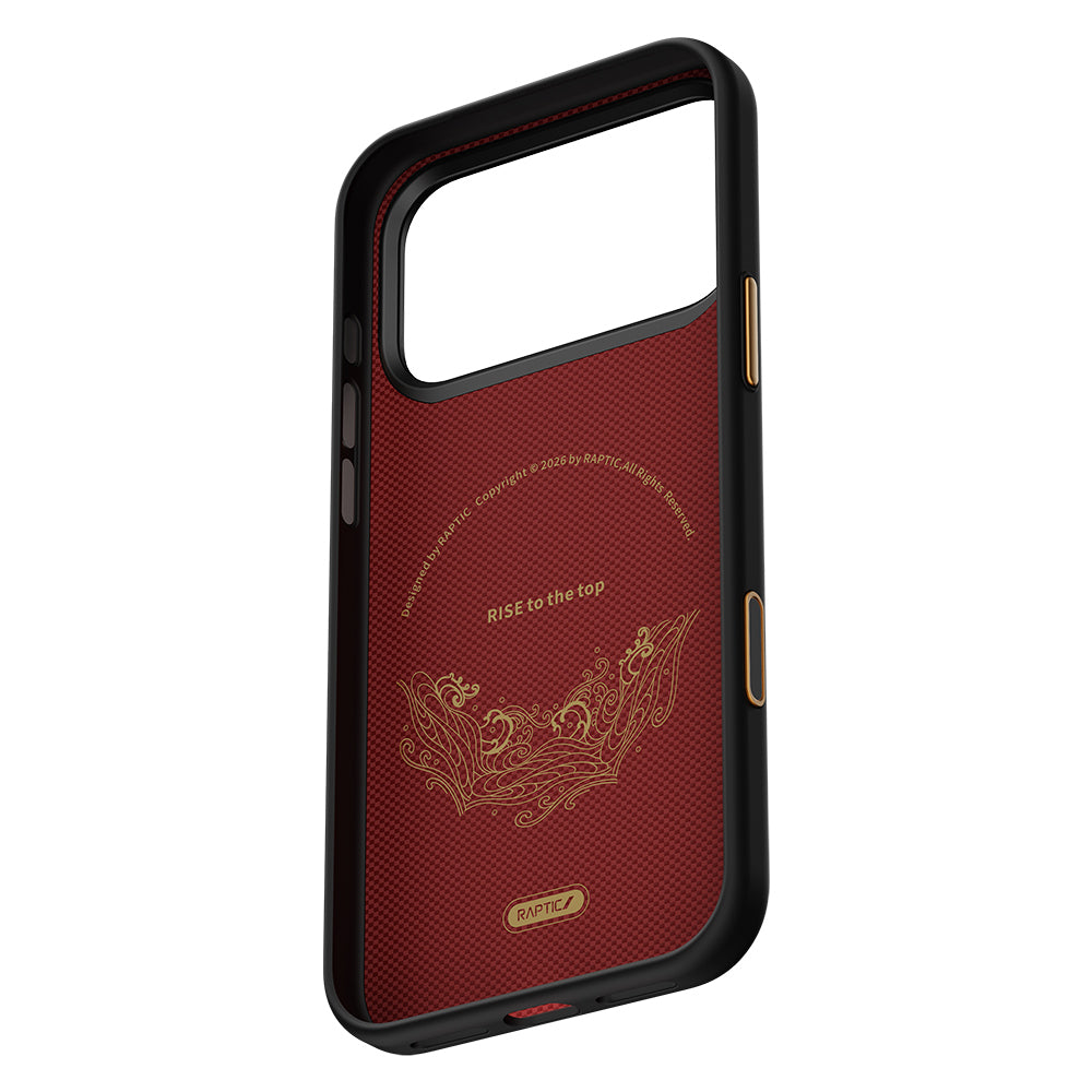 Apple iPhone 17 Pro Max Kılıf M-safe Şarj Özellikli Raptic Aramid Dual Rise Serisi 24 Ayar Altın Kaplamalı Kapak