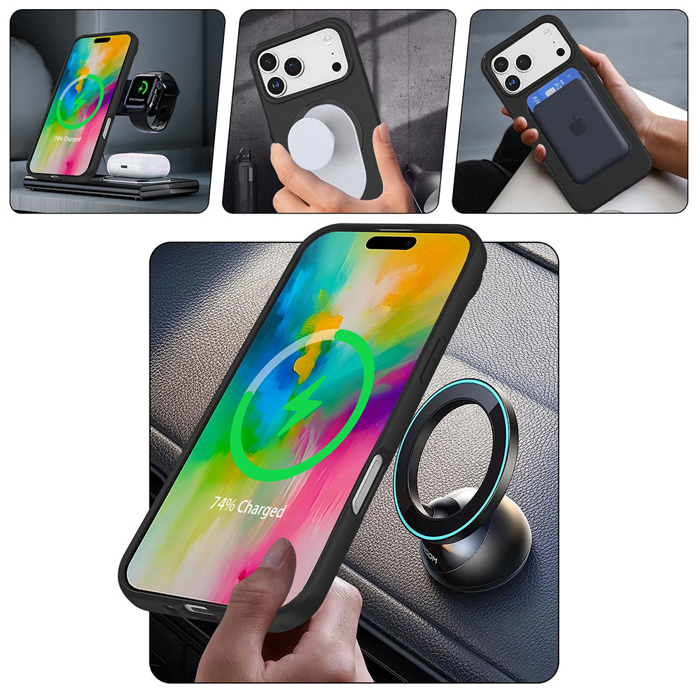 Apple iPhone 17 Pro Max Kılıf M-safe Şarj Özellikli Standlı Zore Samara Kapak