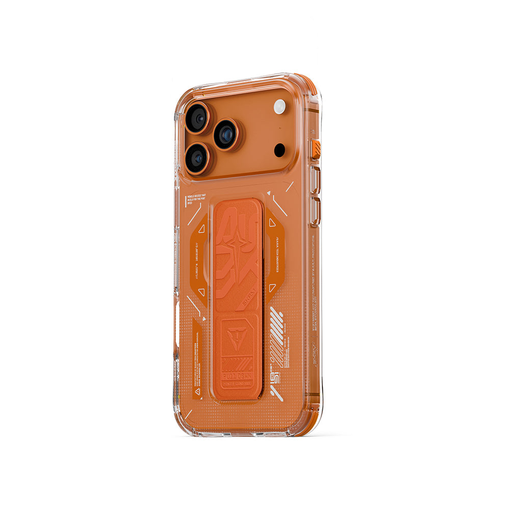 iPhone 17 Pro Max Kılıf M-safe Şarj Özellikli Teknoloji Desenli Skinarma Helio Mag Charge Standlı Kapak
