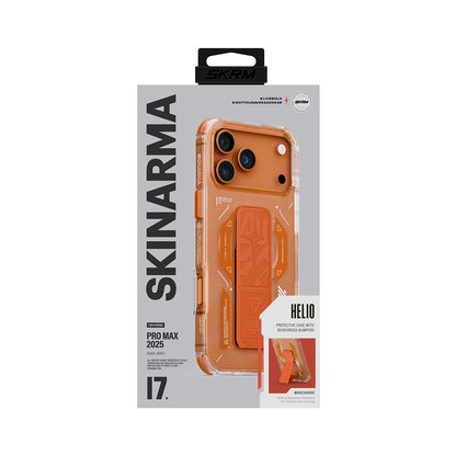 iPhone 17 Pro Max Kılıf M-safe Şarj Özellikli Teknoloji Desenli Skinarma Helio Mag Charge Standlı Kapak
