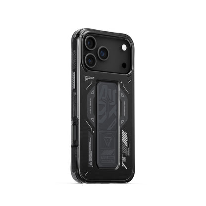 iPhone 17 Pro Max Kılıf M-safe Şarj Özellikli Teknoloji Desenli Skinarma Helio Mag Charge Standlı Kapak