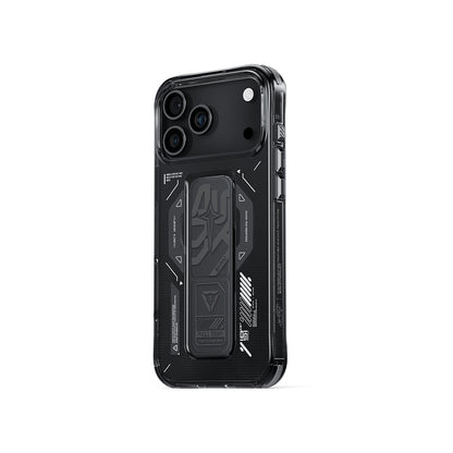 iPhone 17 Pro Max Kılıf M-safe Şarj Özellikli Teknoloji Desenli Skinarma Helio Mag Charge Standlı Kapak