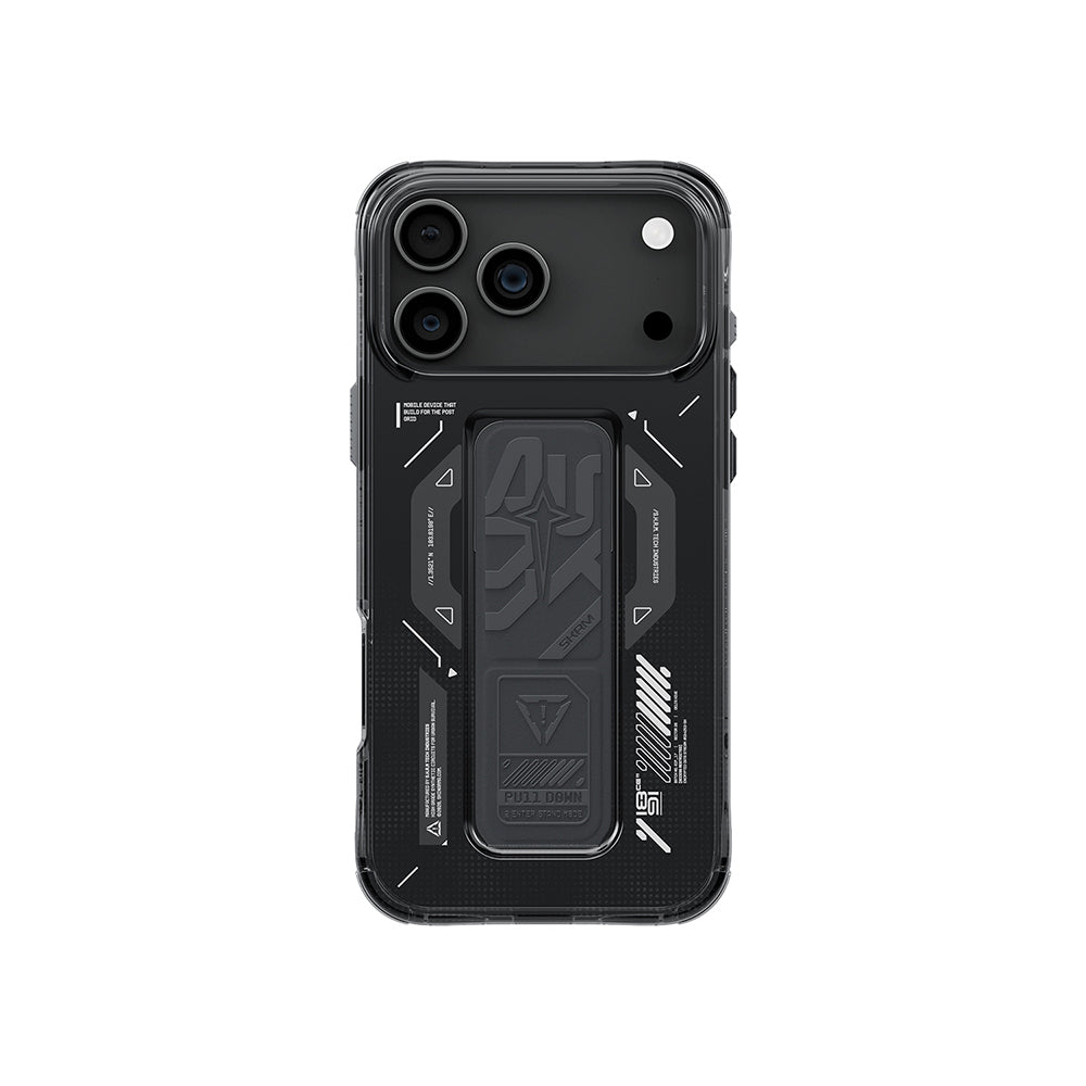 iPhone 17 Pro Max Kılıf M-safe Şarj Özellikli Teknoloji Desenli Skinarma Helio Mag Charge Standlı Kapak