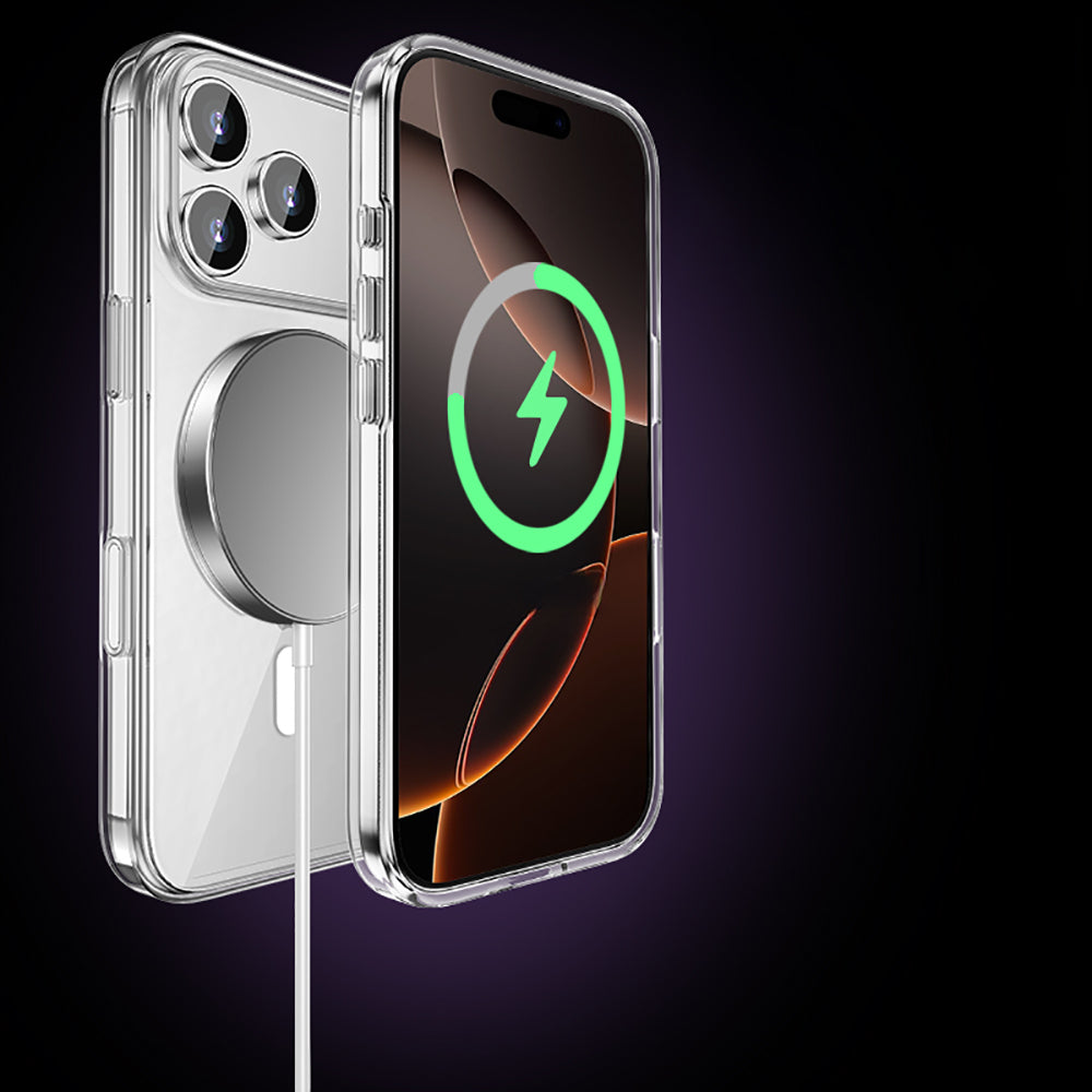 iPhone 17 Pro Max Kılıf M-safe Şarj Özellikli Transparan Sert PC Wlons Pita Kapak