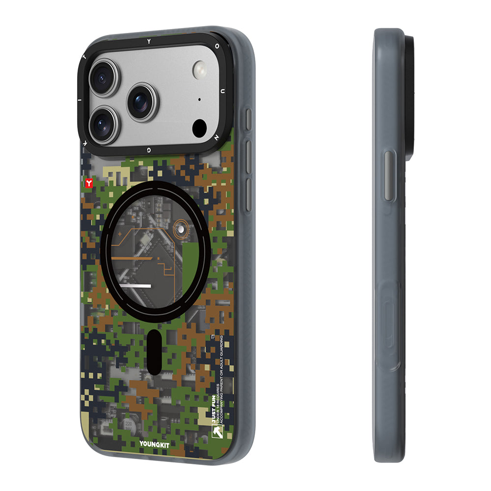 iPhone 17 Pro Max Kılıf M-Safe Şarj Özellikli Youngkit Camouflage Sykell Serisi Kapak
