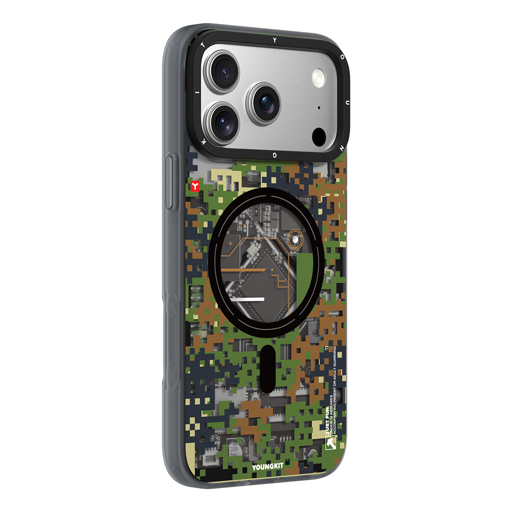 iPhone 17 Pro Max Kılıf M-Safe Şarj Özellikli Youngkit Camouflage Sykell Serisi Kapak