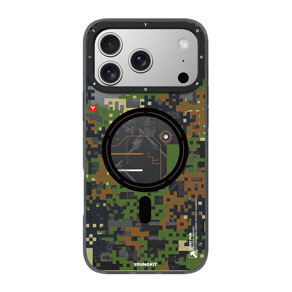 iPhone 17 Pro Max Kılıf M-Safe Şarj Özellikli Youngkit Camouflage Sykell Serisi Kapak