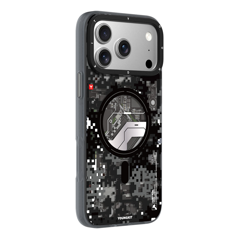 iPhone 17 Pro Max Kılıf M-Safe Şarj Özellikli Youngkit Camouflage Sykell Serisi Kapak