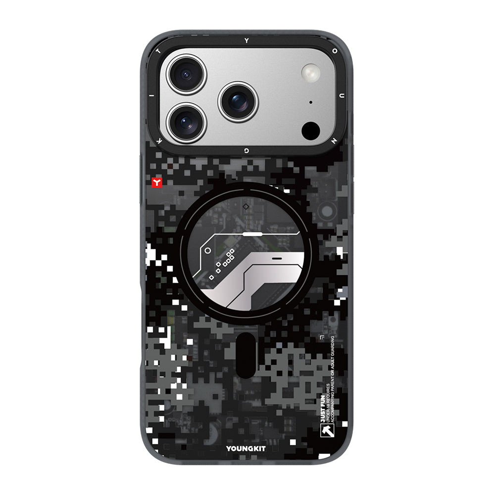 iPhone 17 Pro Max Kılıf M-Safe Şarj Özellikli Youngkit Camouflage Sykell Serisi Kapak