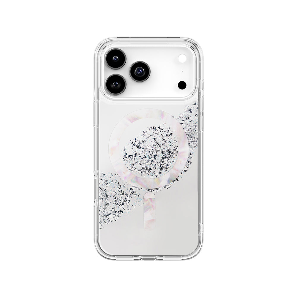 iPhone 17 Pro Max Kılıf M-safe Şarj Parlak Kristal Desenli Coehl Crystelle Kapak