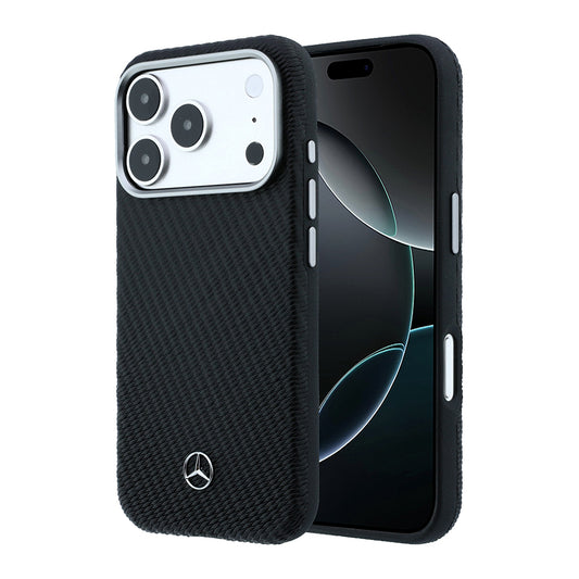Apple iPhone 17 Pro Max Kılıf Mercedes Benz Orjinal Lisanslı M-safe Şarj Özellikli 3D Metal Logolu Wrap Wood Deri Kapak