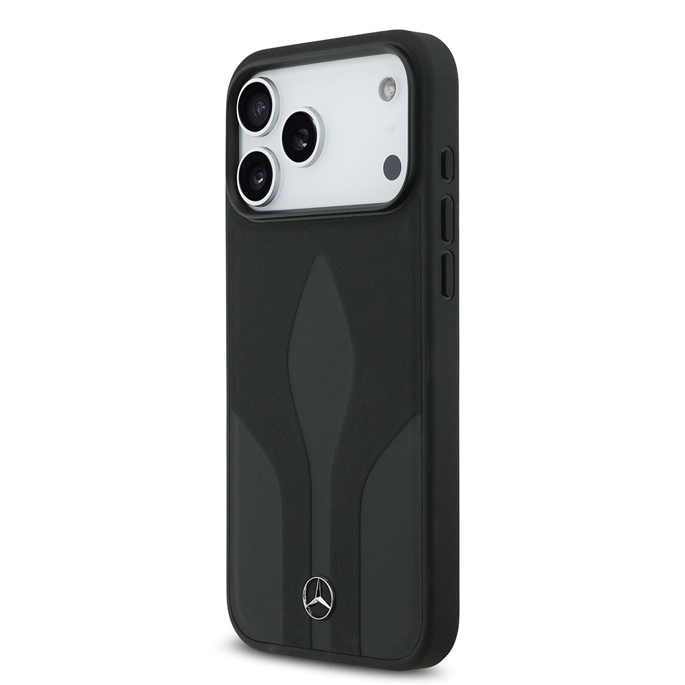 iPhone 17 Pro Max Kılıf Mercedes Benz Orjinal Lisanslı M-safe Şarj Özellikli Dokulu Desenli Deri Kapak