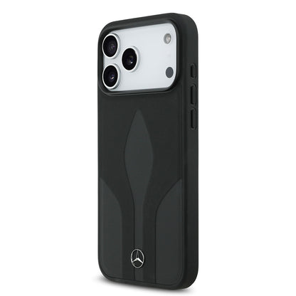 iPhone 17 Pro Max Kılıf Mercedes Benz Orjinal Lisanslı M-safe Şarj Özellikli Dokulu Desenli Deri Kapak