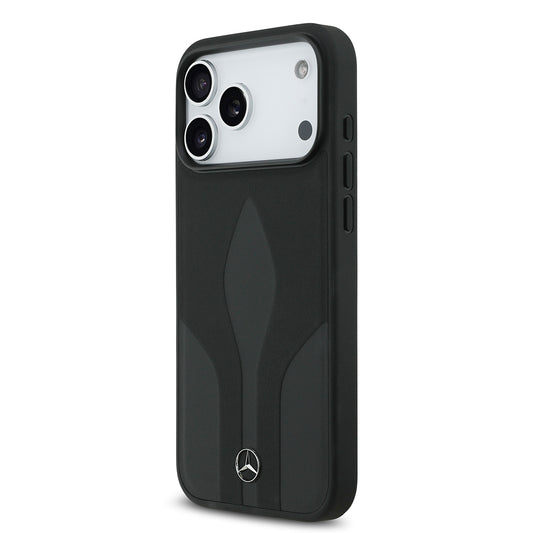 iPhone 17 Pro Max Kılıf Mercedes Benz Orjinal Lisanslı M-safe Şarj Özellikli Dokulu Desenli Deri Kapak