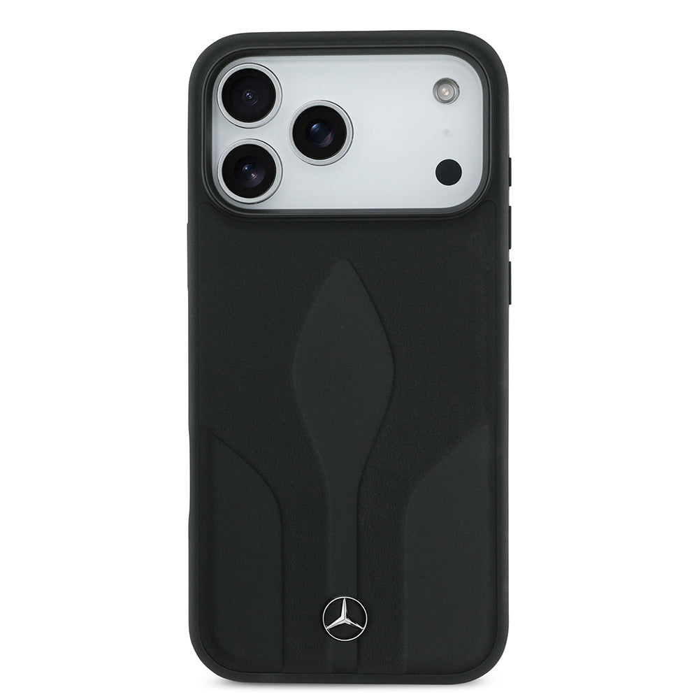 iPhone 17 Pro Max Kılıf Mercedes Benz Orjinal Lisanslı M-safe Şarj Özellikli Dokulu Desenli Deri Kapak