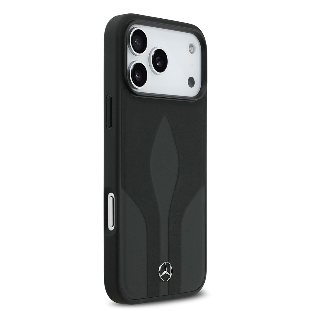 iPhone 17 Pro Max Kılıf Mercedes Benz Orjinal Lisanslı M-safe Şarj Özellikli Dokulu Desenli Deri Kapak