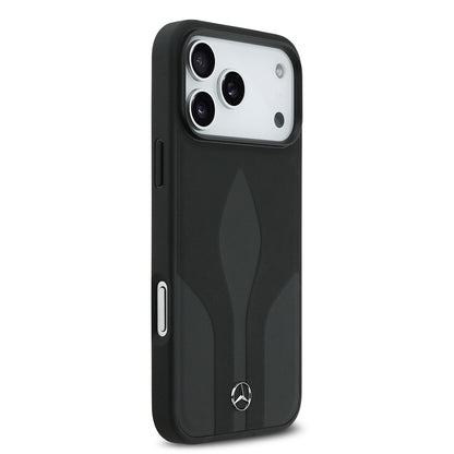 iPhone 17 Pro Max Kılıf Mercedes Benz Orjinal Lisanslı M-safe Şarj Özellikli Dokulu Desenli Deri Kapak