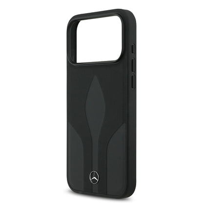iPhone 17 Pro Max Kılıf Mercedes Benz Orjinal Lisanslı M-safe Şarj Özellikli Dokulu Desenli Deri Kapak