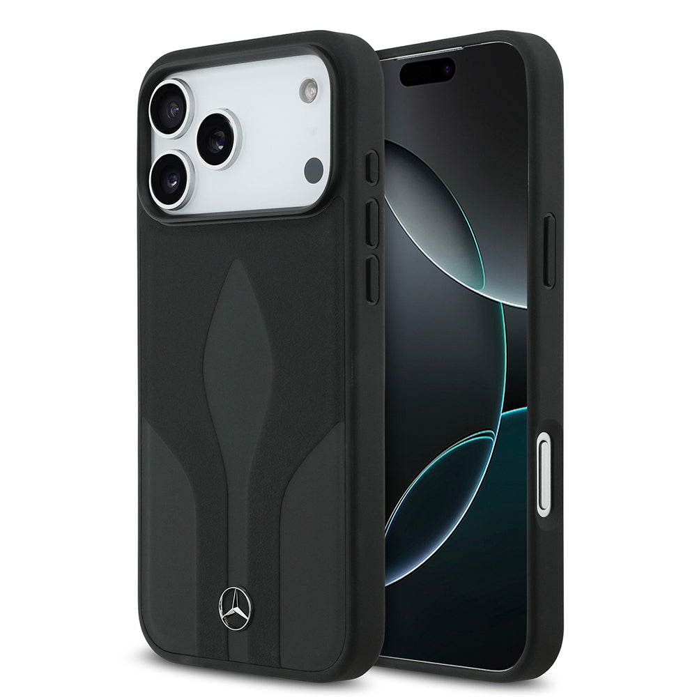 iPhone 17 Pro Max Kılıf Mercedes Benz Orjinal Lisanslı M-safe Şarj Özellikli Dokulu Desenli Deri Kapak