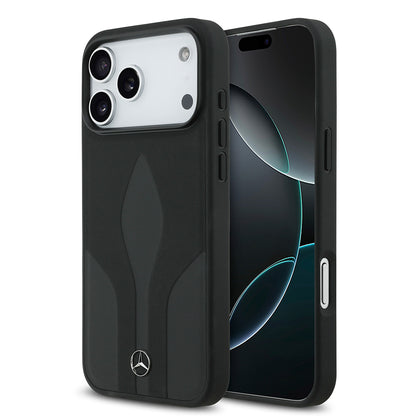 iPhone 17 Pro Max Kılıf Mercedes Benz Orjinal Lisanslı M-safe Şarj Özellikli Dokulu Desenli Deri Kapak