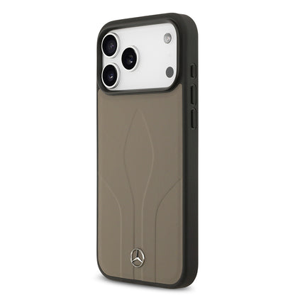 iPhone 17 Pro Max Kılıf Mercedes Benz Orjinal Lisanslı M-safe Şarj Özellikli Dokulu Desenli Deri Kapak