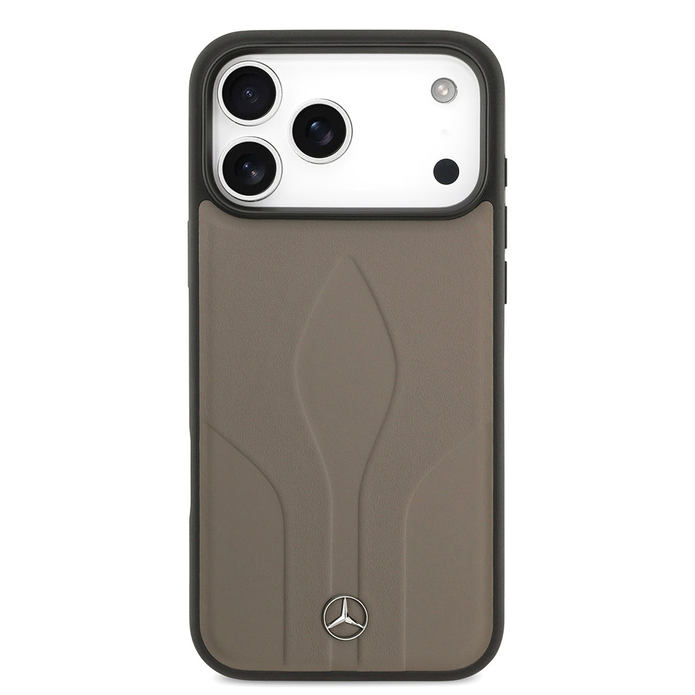 iPhone 17 Pro Max Kılıf Mercedes Benz Orjinal Lisanslı M-safe Şarj Özellikli Dokulu Desenli Deri Kapak